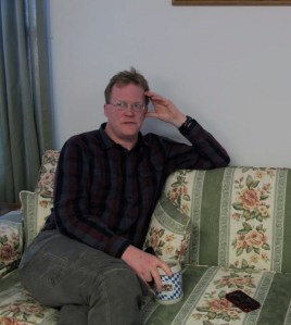 Steven's arms are tired after his long flight from Anchorage