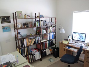 The office with too much glare to see the great view of the Sierras from the window