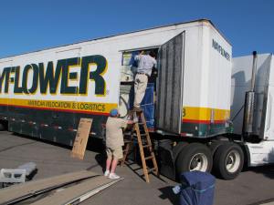 Getting into the fifth wheel to unload