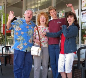 Here is the lucky dude clowning around with some of his babes in front of Burr’s.