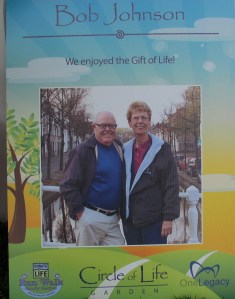 Bob's sign in the Garden before it was hung up in place