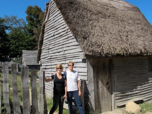 We are standing by one of the houses that was built in 1627 style