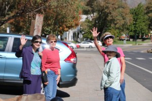 Genoa tourists waving at guys!