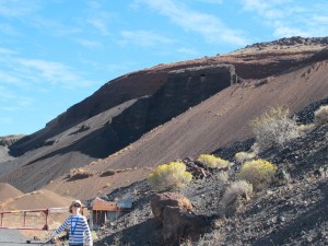 The cinder cone with the aeries on the center top