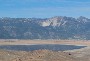 Slide Mountain and Mt. Rose in the background with Washoe Lake in the foreground.