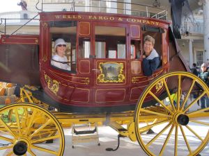 Dalan and I took advantage of the Wells Fargo stagecoach.  The photographer liked my camera.  Me, too!