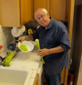 Dick is the cut up here with the celery