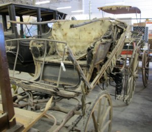 Carriage being destroyed by mice and pigeons (at NDOT facility)