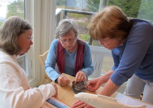 The next morning, Susan, Dot and Lynda helped do an antique beaded purse restoration for Diana. Such talent in our group! 
