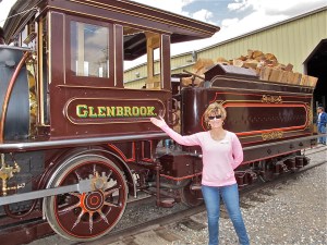 Jerri by the Glenbrook engine cab