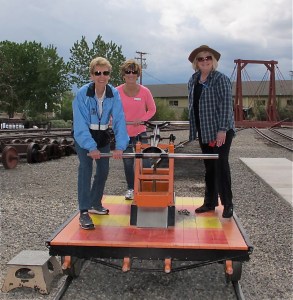 Cora, Jerri and Annie on the handcar