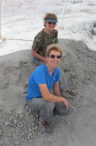 Shirley and i at the end of the day.  Our digging area is all covered up.