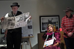 Check out the head line in the paper that Isaiah Clemmens is reading and Peachy's expression