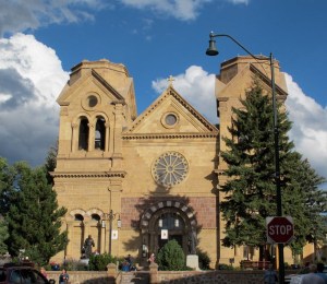The next church is the Cathedral Basilica of St. Francis of Assisi. The parish was founded in 1610, but the present church was built in 1869. I didn’t get the timing just right, but, to me, the church appears to be glowing when the sun is getting low in the sky.