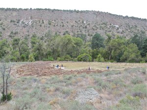 The large, circular pueblo ruins