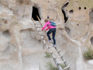 The part that Jerri and I were fascinated with was the cave houses. Jerri is climbing a ladder to one of the caves. 
