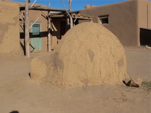 This outdoor oven is called an horno (pronounced “orno”) where people still bake their bread, cookies and cakes.