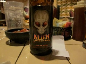 The only alien I saw was the amber ale I drank at dinner.