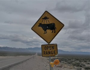 Evidence of this (or perhaps a jibe at those folks) is a highway sign. 