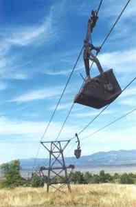 One of the things that intrigued me was the ore bucket tramline that appeared to go from one side of a mountain down to the valley below to what looked like a smelter or some type of ore processor. I had to “borrow” this shot from the web site because mine didn’t show what this one does. This tram went over the “Murderer’s Row” graves.