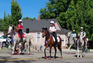 Of course there have to be some equestrians. The Sheriff’s Mounted Posse had already gone by and these riders were representing an endurance ride. Note the pirate hat on the lead horses.