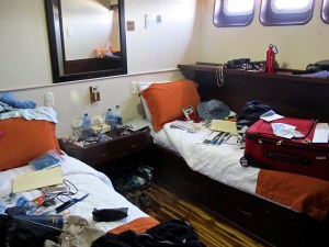 This was our cabin. It really didn’t look this messy after we finished stowing our gear.