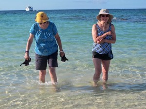 Karen and Shirley relaxing at Bachas Beach