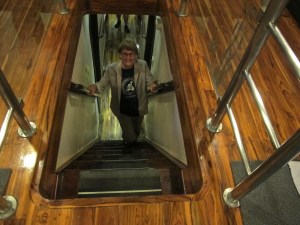 Shirley is at the bottom of the stairs to indicate their steepness.