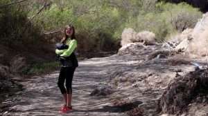 Megan led the way. You can see evidence of flooding in the background.