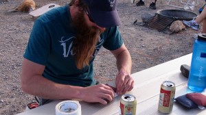 The boys used the time honored fix-all, Duck Tape, to patch up the bags.